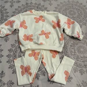 Zara Kids Cream and Orange Butterfly Set 5t